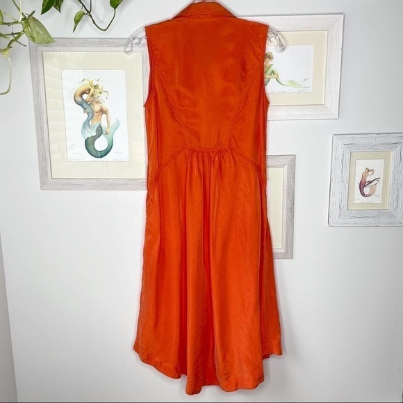 Soft Surroundings Orange Cascade Sleeveless Button Up Dress Size Extra Small - Picture 6 of 12